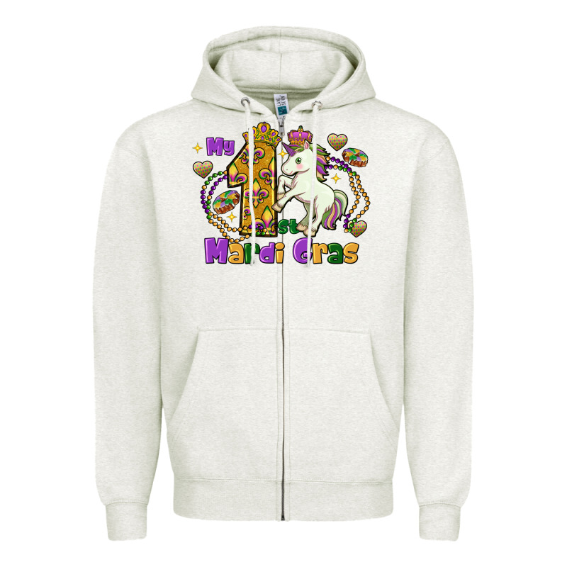 My First Mardi Gras Unicorn Zipper Hoodie by FaDigitalArtStudio | Teevron