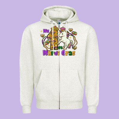My First Mardi Gras Unicorn Zipper Hoodie Designed By Fadigitalartstudio