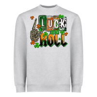 Heather Grey St. Patrick's Luck and roll Heavyweight Sweatshirt - OliviaCreatesArt