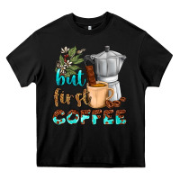 Black coffee cups but first coffee Heavy Core Tee - NancyCooperArtShop