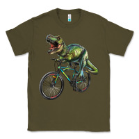Army Green t rex dinosaur riding dinosaur Classic Tee - RanaPortraitStore