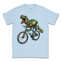 Dusty Blue t rex dinosaur riding dinosaur Classic Tee - RanaPortraitStore