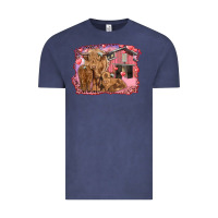 Valentines Day Mama Cow And Baby Cows Vintage Tee | Teevron