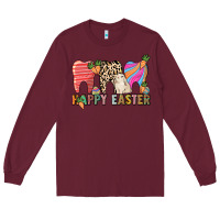 Burgundy Happy Easter Dental Long Sleeve Tee - HowdyJamesFarm