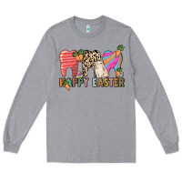 Heather Grey Happy Easter Dental Long Sleeve Tee - HowdyJamesFarm