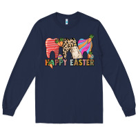 Navy Happy Easter Dental Long Sleeve Tee - HowdyJamesFarm