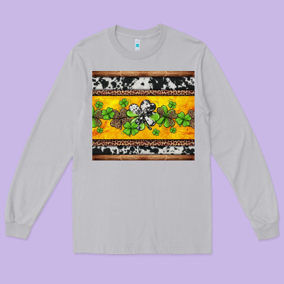 St Patricks Day Western Shamrock Long Sleeve Tee Designed By Jasminsmagicworld