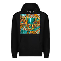 Black american football coffee cups with butterfly and leopard seamless patt Premium Hoodie - BundleAndBundleShop
