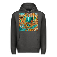 Charcoal Heather american football coffee cups with butterfly and leopard seamless patt Premium Hoodie - BundleAndBundleShop