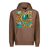 Chestnut american football coffee cups with butterfly and leopard seamless patt Premium Hoodie - BundleAndBundleShop