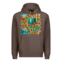 Coffee american football coffee cups with butterfly and leopard seamless patt Premium Hoodie - BundleAndBundleShop
