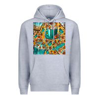 Heather Grey american football coffee cups with butterfly and leopard seamless patt Premium Hoodie - BundleAndBundleShop