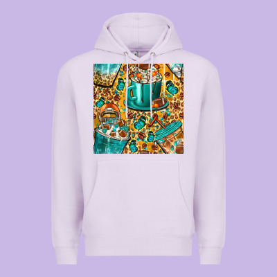 American Football Coffee Cups With Butterfly And Leopard Seamless Patt Premium Hoodie Designed By Bundleandbundleshop