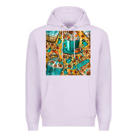 Lilac american football coffee cups with butterfly and leopard seamless patt Premium Hoodie - BundleAndBundleShop