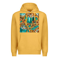 Mustard american football coffee cups with butterfly and leopard seamless patt Premium Hoodie - BundleAndBundleShop