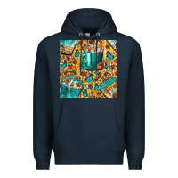 Navy american football coffee cups with butterfly and leopard seamless patt Premium Hoodie - BundleAndBundleShop
