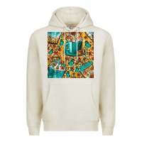 Oatmeal Heather american football coffee cups with butterfly and leopard seamless patt Premium Hoodie - BundleAndBundleShop