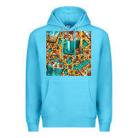 Ocean Blue american football coffee cups with butterfly and leopard seamless patt Premium Hoodie - BundleAndBundleShop