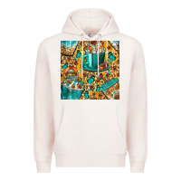 Pale Pink american football coffee cups with butterfly and leopard seamless patt Premium Hoodie - BundleAndBundleShop