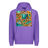 Purple american football coffee cups with butterfly and leopard seamless patt Premium Hoodie - BundleAndBundleShop