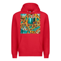 Red american football coffee cups with butterfly and leopard seamless patt Premium Hoodie - BundleAndBundleShop