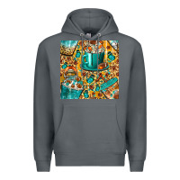Rock american football coffee cups with butterfly and leopard seamless patt Premium Hoodie - BundleAndBundleShop