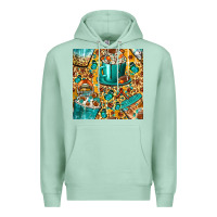 Seafoam american football coffee cups with butterfly and leopard seamless patt Premium Hoodie - BundleAndBundleShop