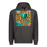 Smoke american football coffee cups with butterfly and leopard seamless patt Premium Hoodie - BundleAndBundleShop