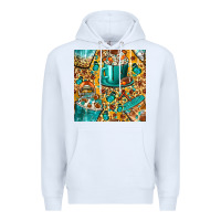 White american football coffee cups with butterfly and leopard seamless patt Premium Hoodie - BundleAndBundleShop