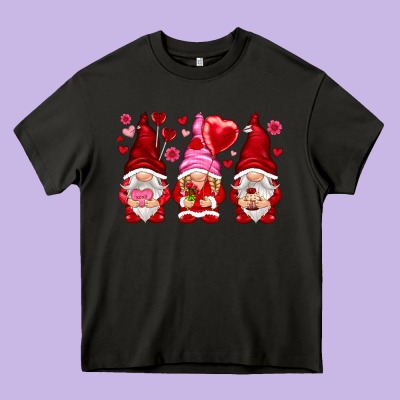 Valentines Day Gnomies With Heart Balloon Heavy Core Tee Designed By Nancycooperartshop