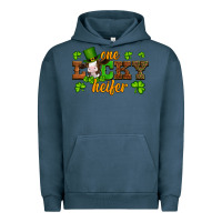 Pigment Midnight Navy st patricks one lucky heifer baby cow Urban Hoodie - Artiststas