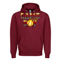 Burgundy game day softball Zipper Hoodie - FaDigitalArtStudio