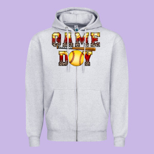 Game Day Softball Zipper Hoodie Designed By Fadigitalartstudio