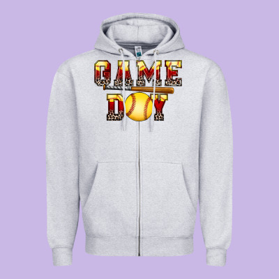 Game Day Softball Zipper Hoodie Designed By Fadigitalartstudio