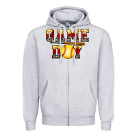 Heather Grey game day softball Zipper Hoodie - FaDigitalArtStudio