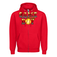 Red game day softball Zipper Hoodie - FaDigitalArtStudio