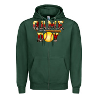 Sports Green game day softball Zipper Hoodie - FaDigitalArtStudio