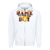 White game day softball Zipper Hoodie - FaDigitalArtStudio
