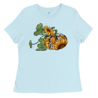 Baby Blue sunflower pumpkin Ladies Tee - RanaPortraitStore