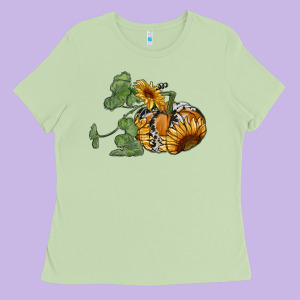 Sunflower Pumpkin Ladies Tee Designed By Ranaportraitstore
