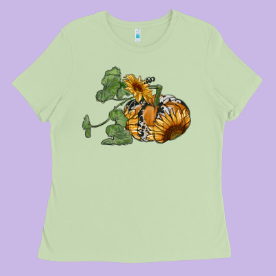 Sunflower Pumpkin Ladies Tee Designed By Ranaportraitstore