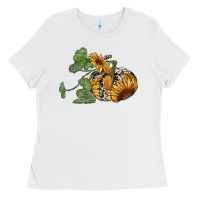 White sunflower pumpkin Ladies Tee - RanaPortraitStore