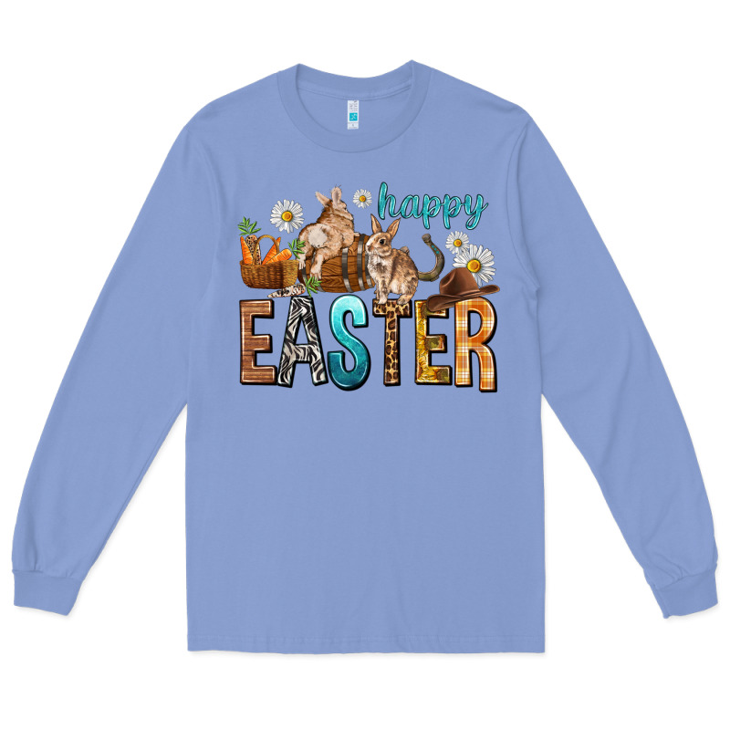 Happy Easter With Cowboy Easter Day Long Sleeve Tee by HowdyJamesFarm | Teevron