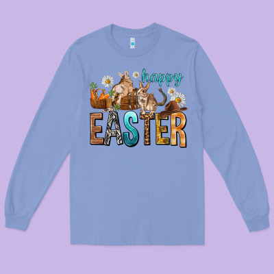 Happy Easter With Cowboy Easter Day Long Sleeve Tee Designed By Howdyjamesfarm