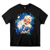 Black believe winter christmas santa claus Heavy Core Tee - MaliasSmallBusiness