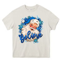 Cream believe winter christmas santa claus Heavy Core Tee - MaliasSmallBusiness
