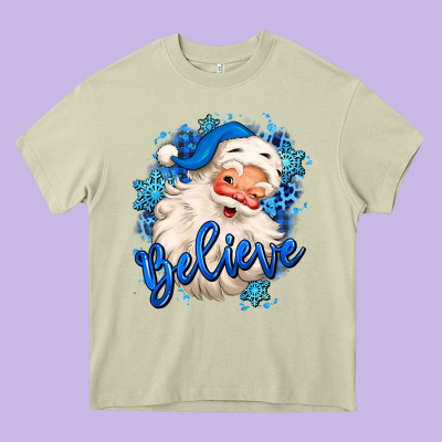 Believe Winter Christmas Santa Claus Heavy Core Tee Designed By Maliassmallbusiness