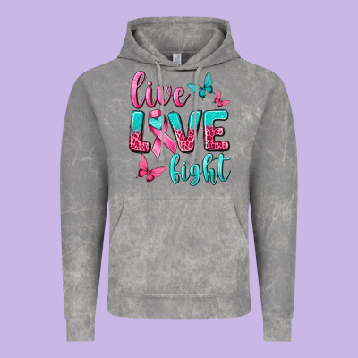 Live Love Fight Breast Cancer Vintage Hoodie Designed By Texasbilliewilder
