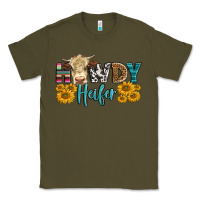Army Green Western Howdy Heifer With Simmental Cow Classic Tee - LillyAllenDesigns