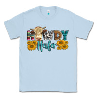 Dusty Blue Western Howdy Heifer With Simmental Cow Classic Tee - LillyAllenDesigns